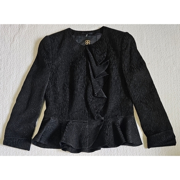 BASLER Metallic Ruffle Peplum Blazer Jacket - Picture 4 of 14